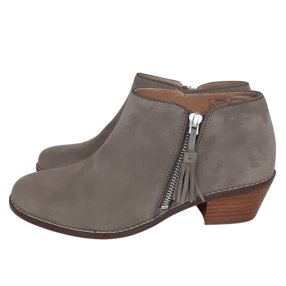 Vionic Serena Ankle Boot Taupe Suede Tassel Orthotic Booties Womens 7 Block Heel - Picture 2 of 11
